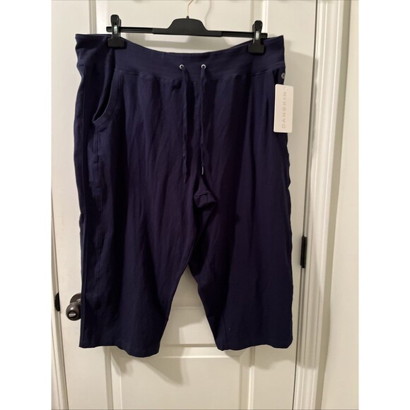 Danskin Women's Plus Size 3X Drawstring Cropped Pants Pockets Navy Blue - Picture 8 of 12